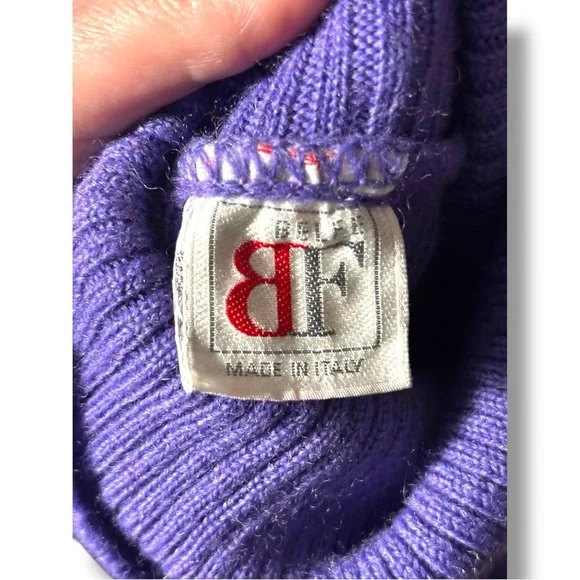 BF Purple Graphic Elephant Wool Long Sleeve Cozy Vintage Turtleneck Sweater - Picture 8 of 16